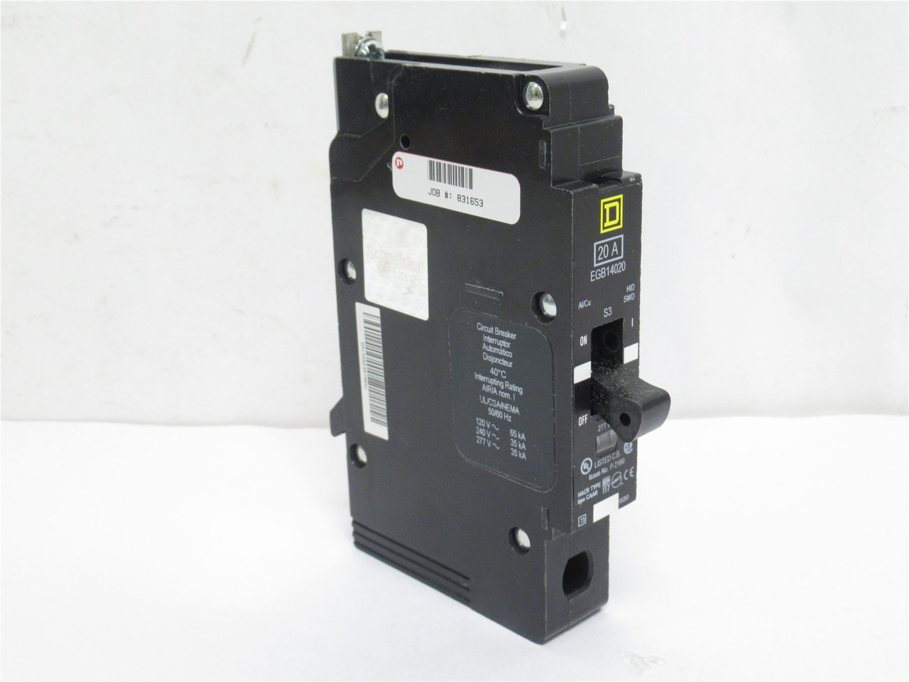 Square D EGB14020; Circuit Breaker; 20A; 1P; 277VAC; Bolt-On
