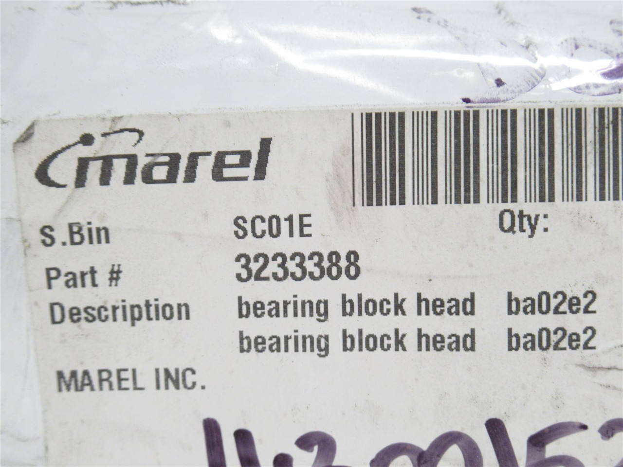 Marel 3233388; Aluminum Bearing Block Head
