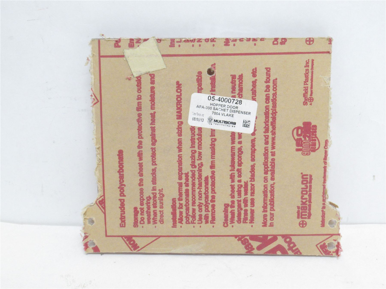 Multisorb Tech 05-4000728; Sachet Dispenser Hopper Door