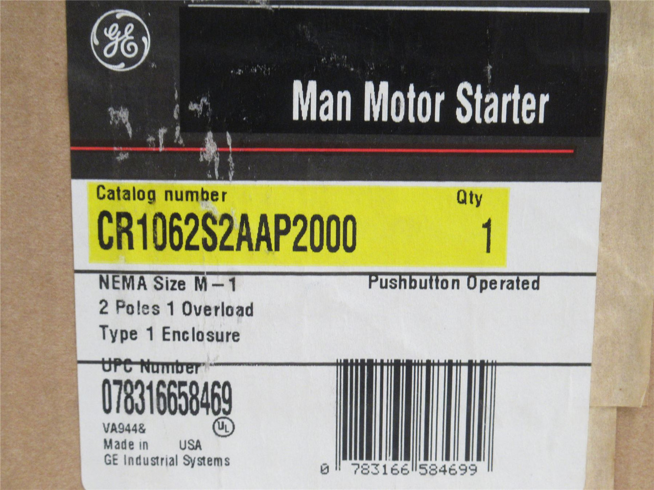 GE CR1062S2AAP2000; Manual Starter 115/240VAC; 2P; 2HP