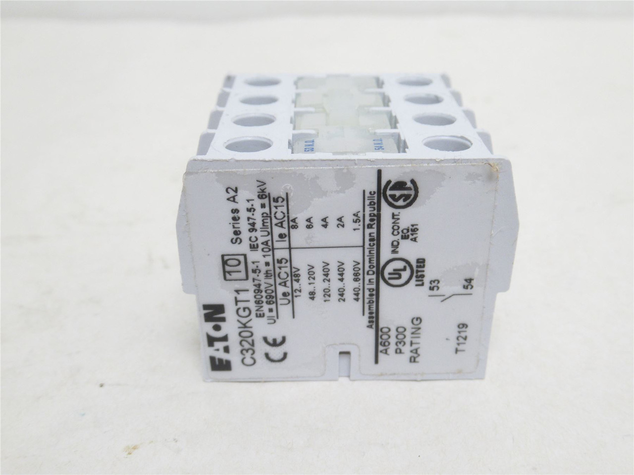 Eaton C320KGT1; Top Mount Aux Contact; 1-NO; 1.5A; 660V
