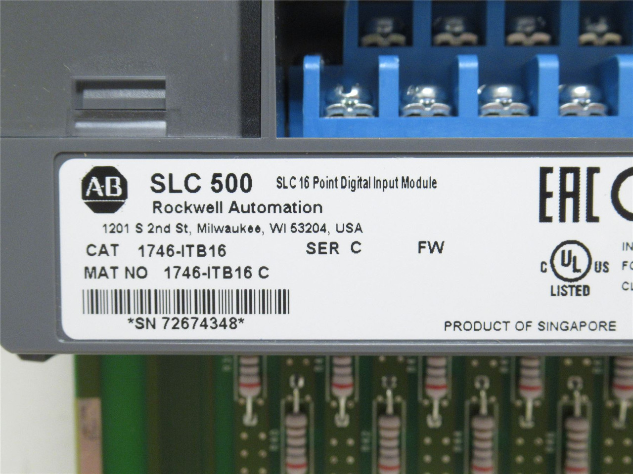 Allen-Bradley 1746-ITB16; Digital Input Module; 16 Point
