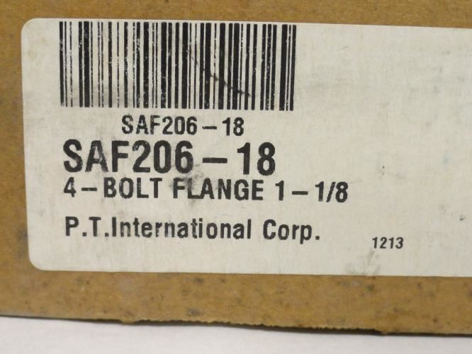 PTI SAF206-18; Flange Bearing; 1-1/8"ID; 4-Bolt Mount