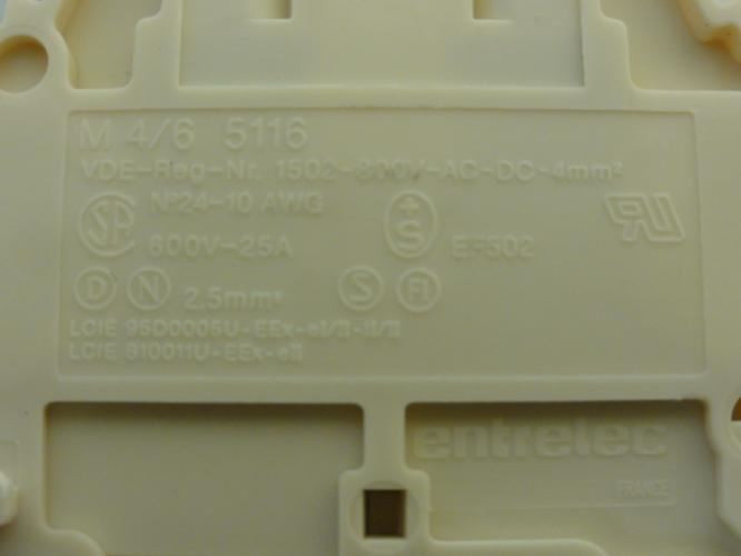 Entrelec M4/65116; Terminal Block; 25A; 600V