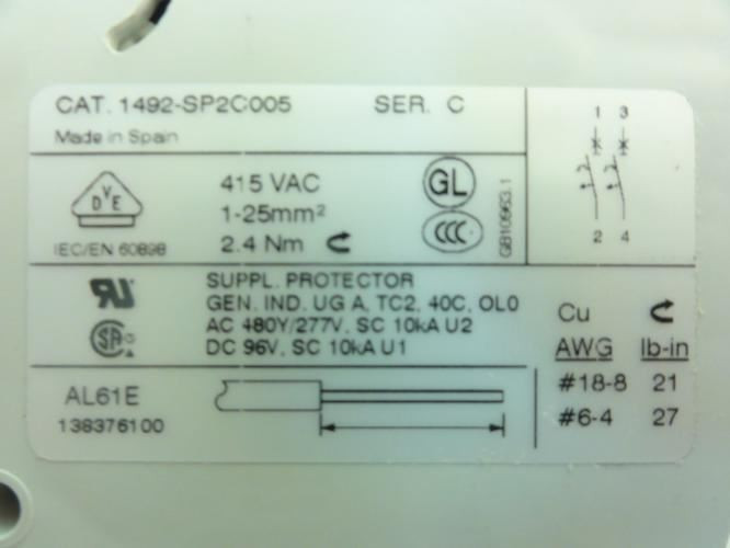 Allen-Bradley 1492-SP2C005; Mini Circuit Breaker 1.5A; 277/480V