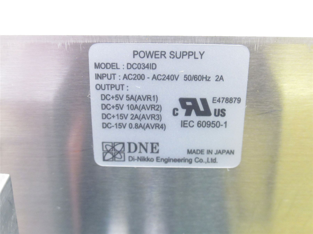 Di-Nikko DC034ID-UL; Power Supply 240VAC/2A; In; 5VDC/5A; Out