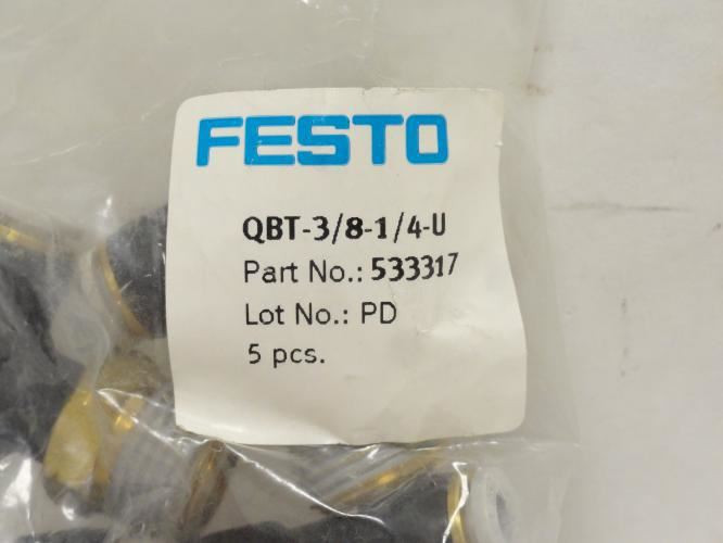 Festo QBT-3/8-1/4-U; Bag-5 T-Fitting 533317; 1/4"Tube x 3/8 NPT