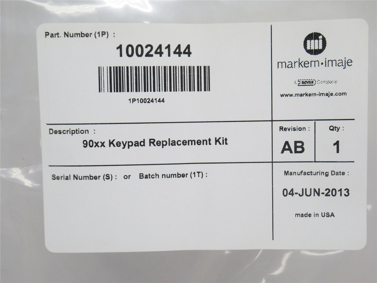 Markem-Imaje 10024144; Keypad Replacement Kit 90xx