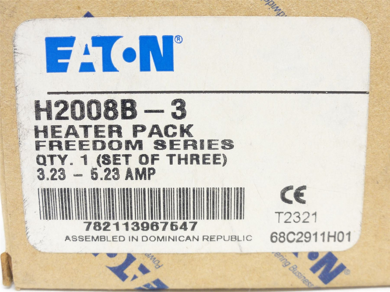 Eaton H2008B-3; Box-3; Thermal Overload Heaters; Ser: Freedom