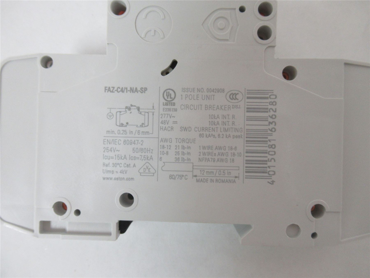 Eaton FAZ-C4/1-NA-SP; Miniature Circuit Breaker 4A 1P