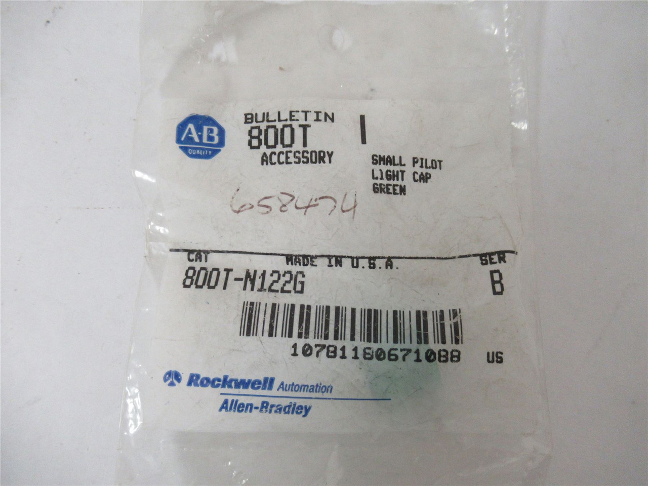 Allen-Bradley 800T-N122G; Small Pilot Light Cap Green 18mm