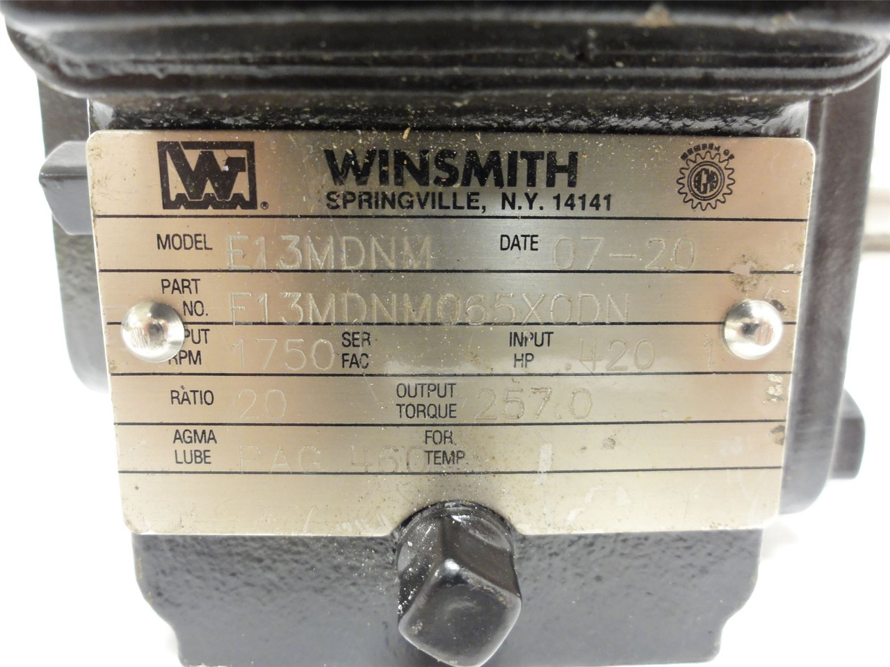 Winsmith E13MDNM065X0DN; Gear Reducer RA;  20:1 Ratio; 1750RPM