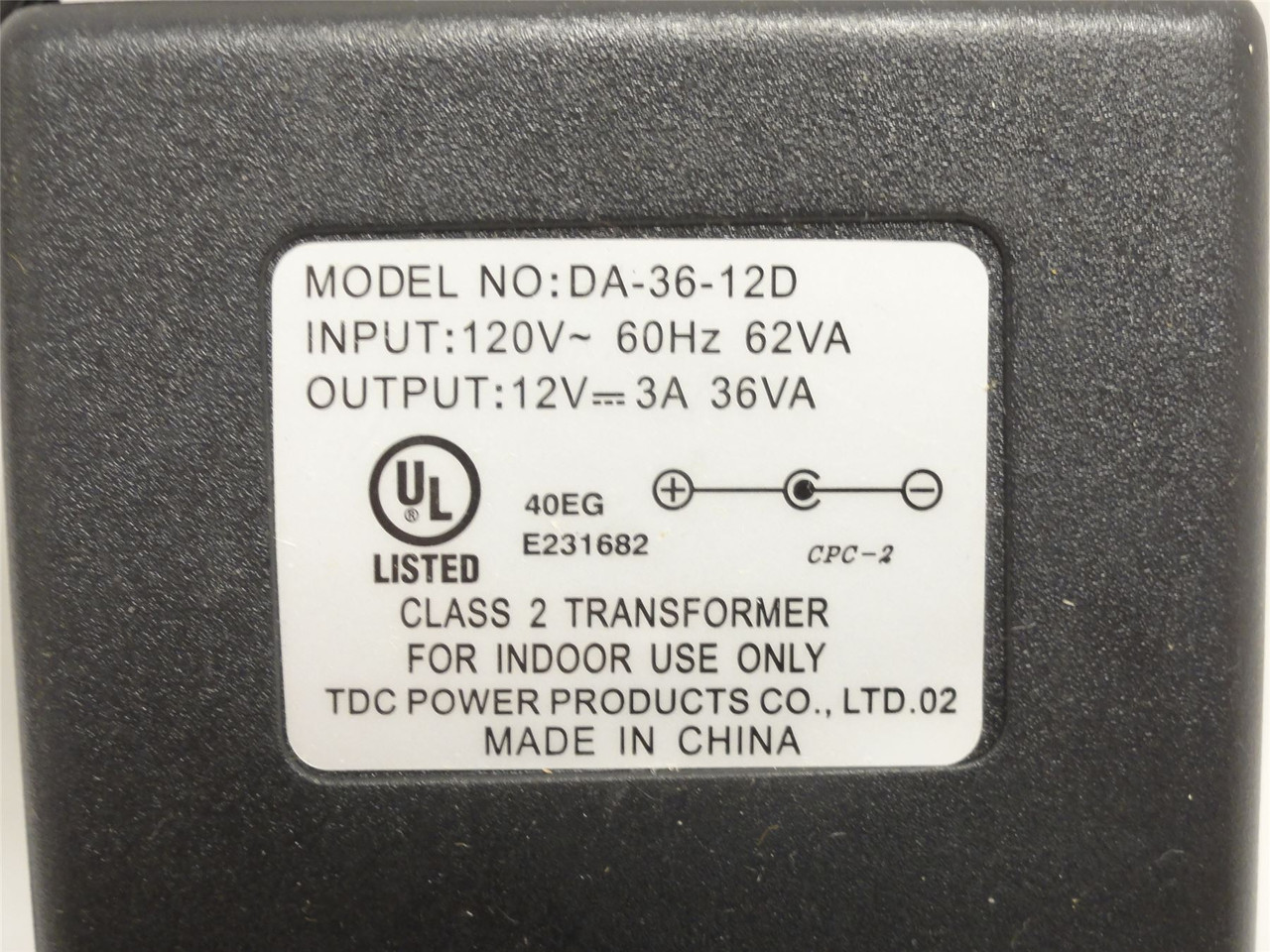 TDC Power DA-36-12D; Power Transformer; 120VAC In; 12VDC Out