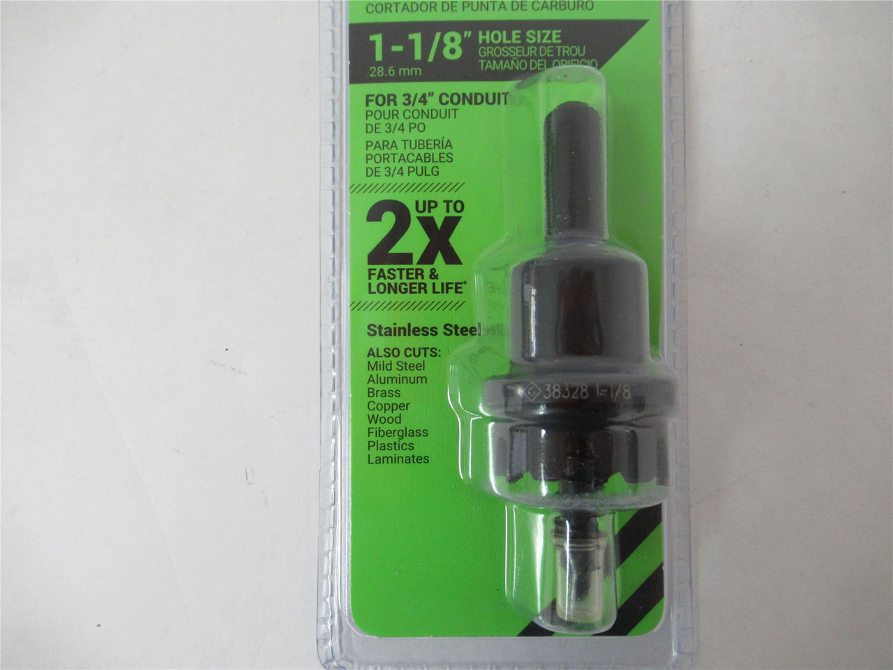Greenlee 625-1-1/8; Carbide Tipped Hole Cutter 1-1/8" Hole Sz