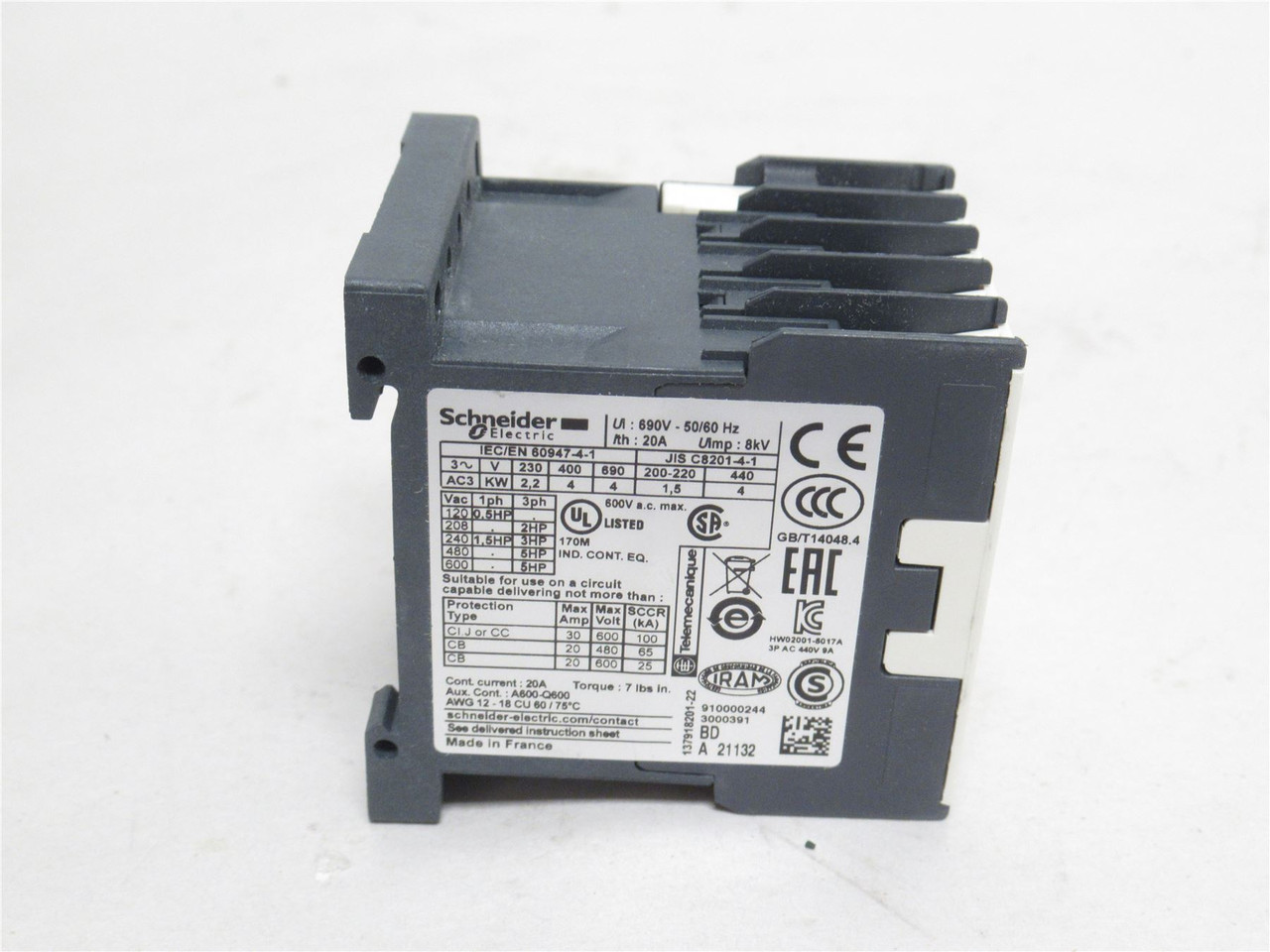 Schneider LP1K0910BD3; Contactor 9A; 3P; 600VAC; Coil: 24VDC