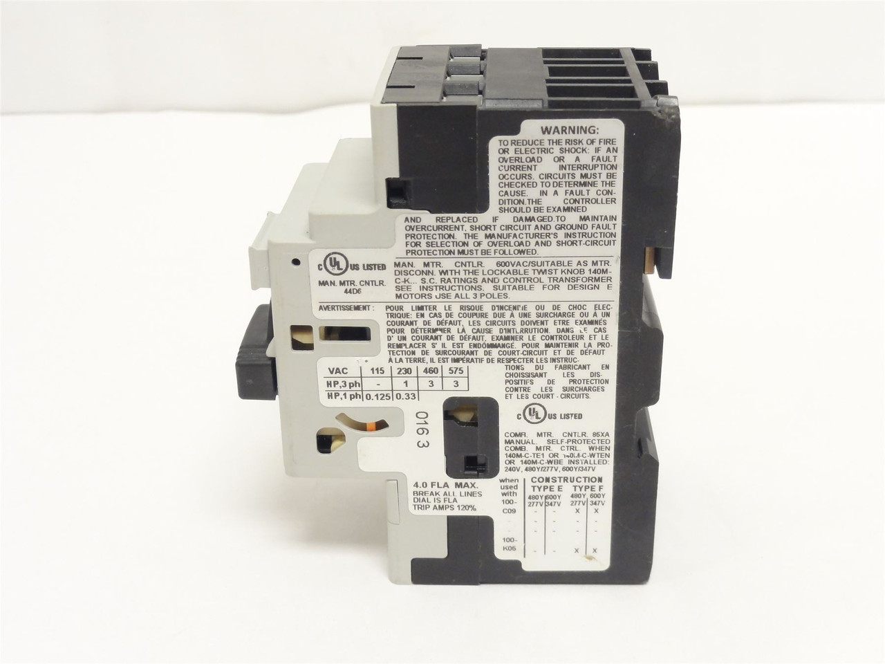 Allen-Bradley 140M-C2E-B40; Manual Starter 2.5-4A; 3P; 600V