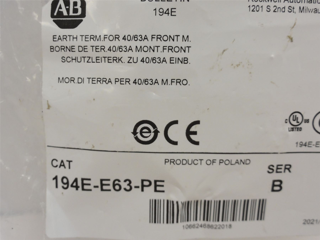 Allen-Bradley 194E-E63-PE; Grounding Terminal; 40/63A; 690VAC
