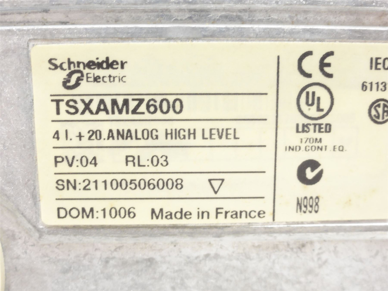 Schneider TSXAMZ600; Analogue I/O Module; 4-In; 2-Out