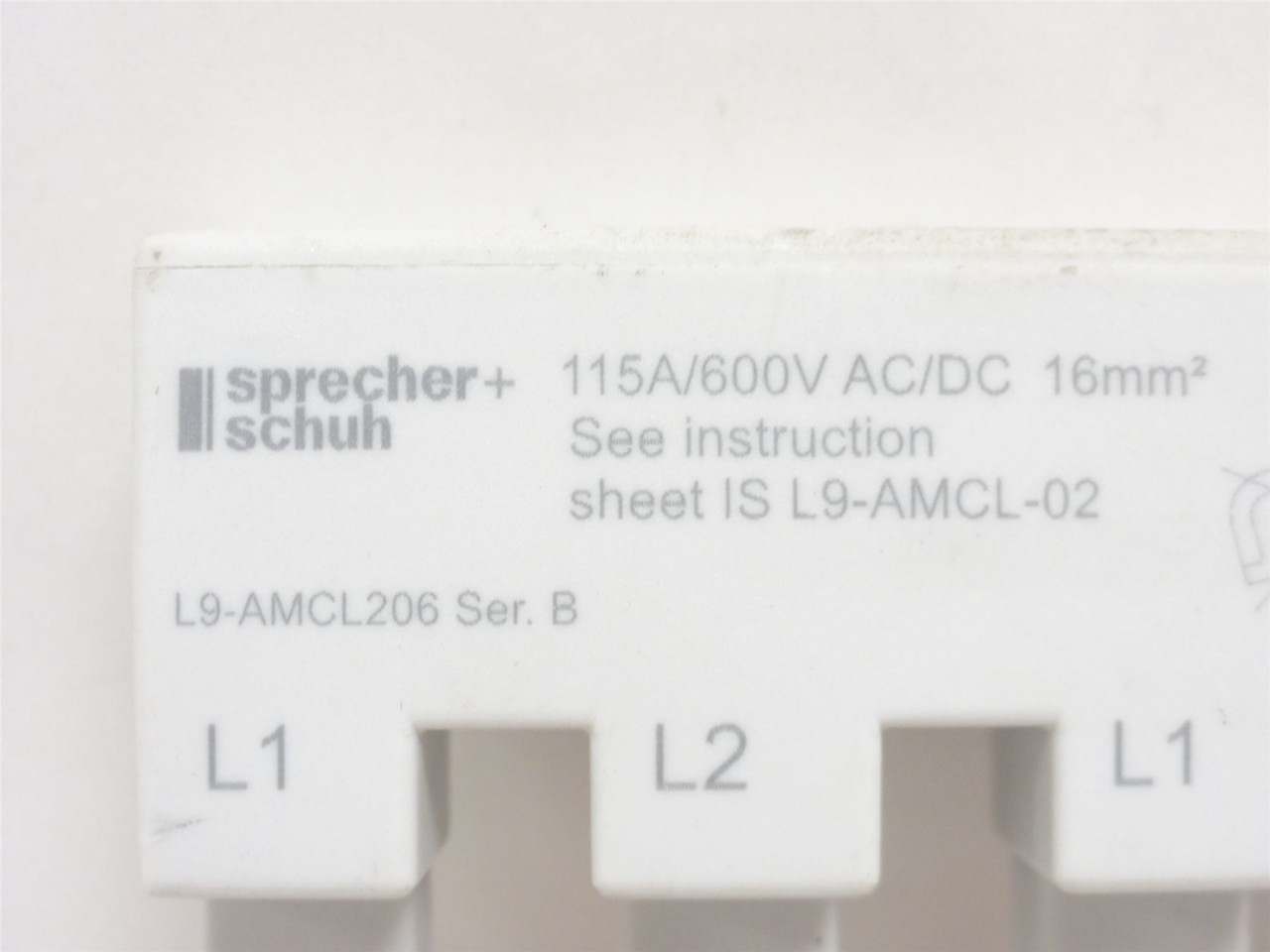 sprecher+schuh L9-AMCL206; Circuit Breaker Busbar; 115A; 600VAC; 2P