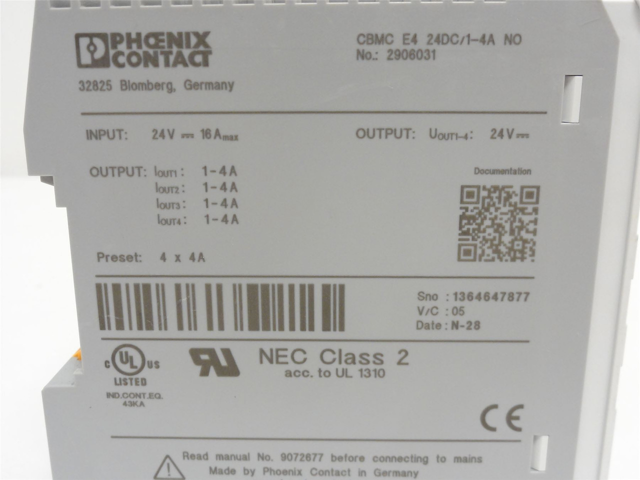 Phoenix CBMCE424DC/1-4ANO; Electronic Circuit Breaker 2906031 24VDC