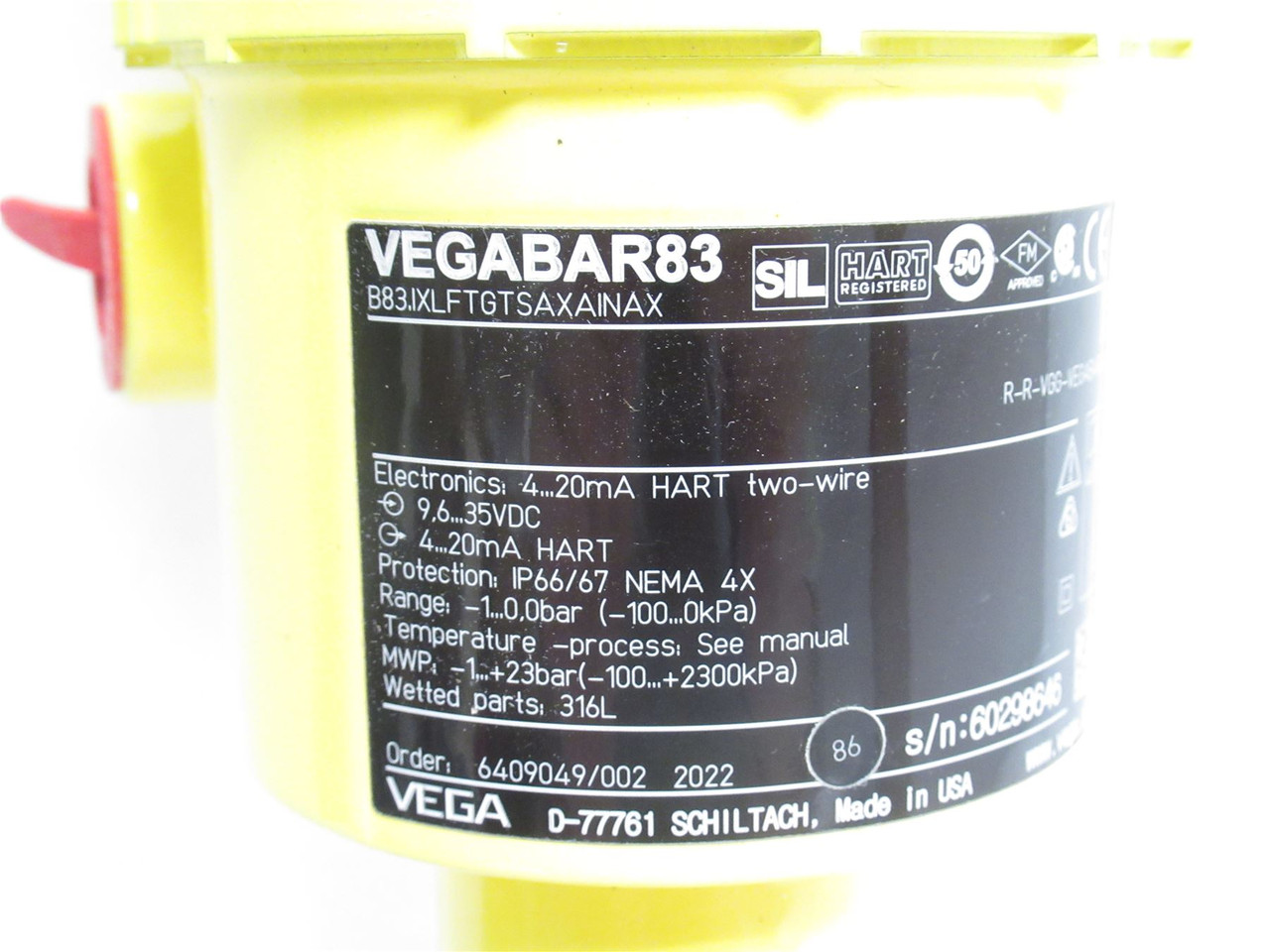 Vega B83.IXLFTGTSAXAINAX; VegaBar83 Pressure Transmitter; 35V