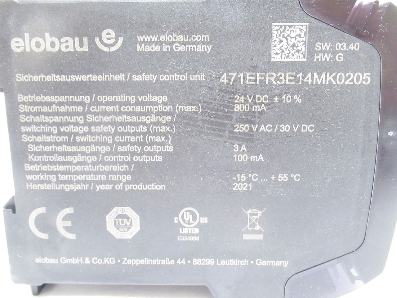 Elobau 471EFR3E14MK0205; Safety Relay 250VAC/30VDC; 3A/100mA