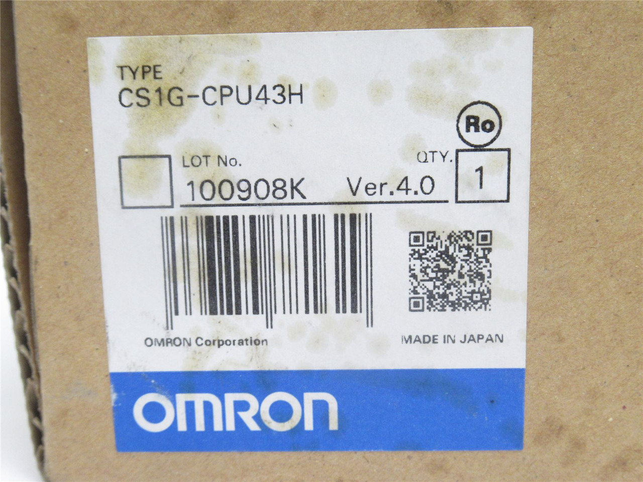 Omron CS1G-CPU43H; CPU Module; 5/DC 0.78A; 2 Expansion Racks