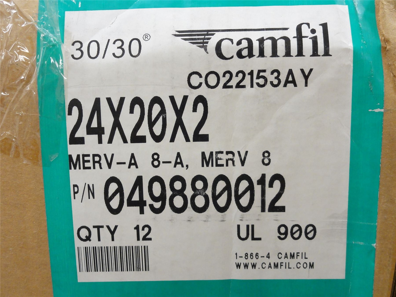 Camfil 49880012; Box-12 Pleated Air Filters; 24" x 20" x 2"