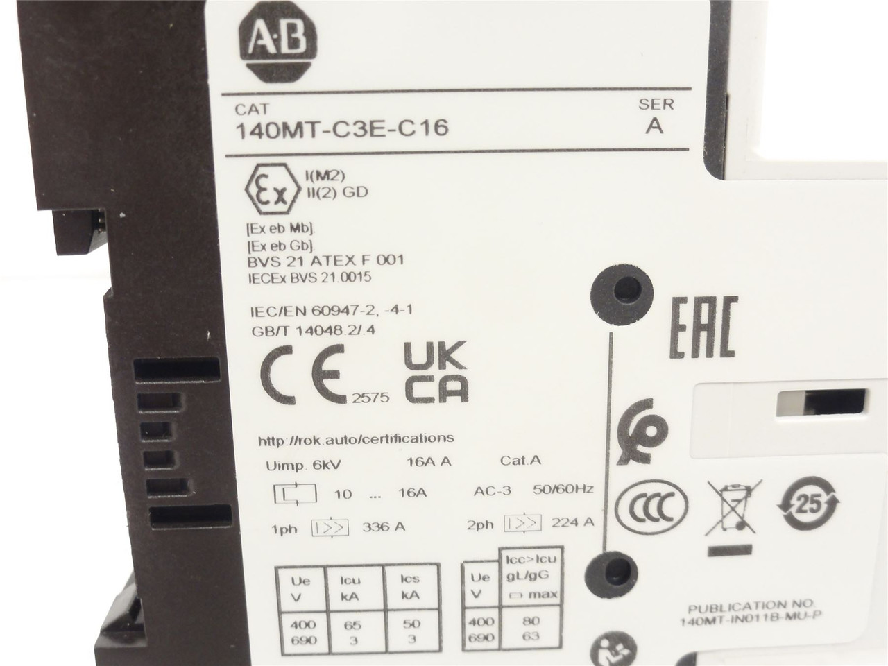Allen-Bradley 140MT-C3E-C16; Manual Starter 10-16A; 3P; 575V