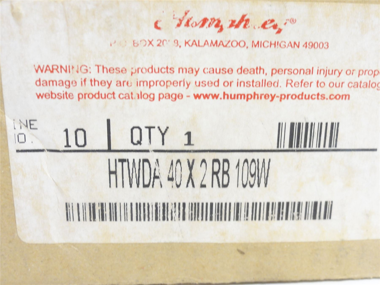 Humphrey HTWDA40x2-RB -109W; Air Cylinder 40mmID x 2" Stroke