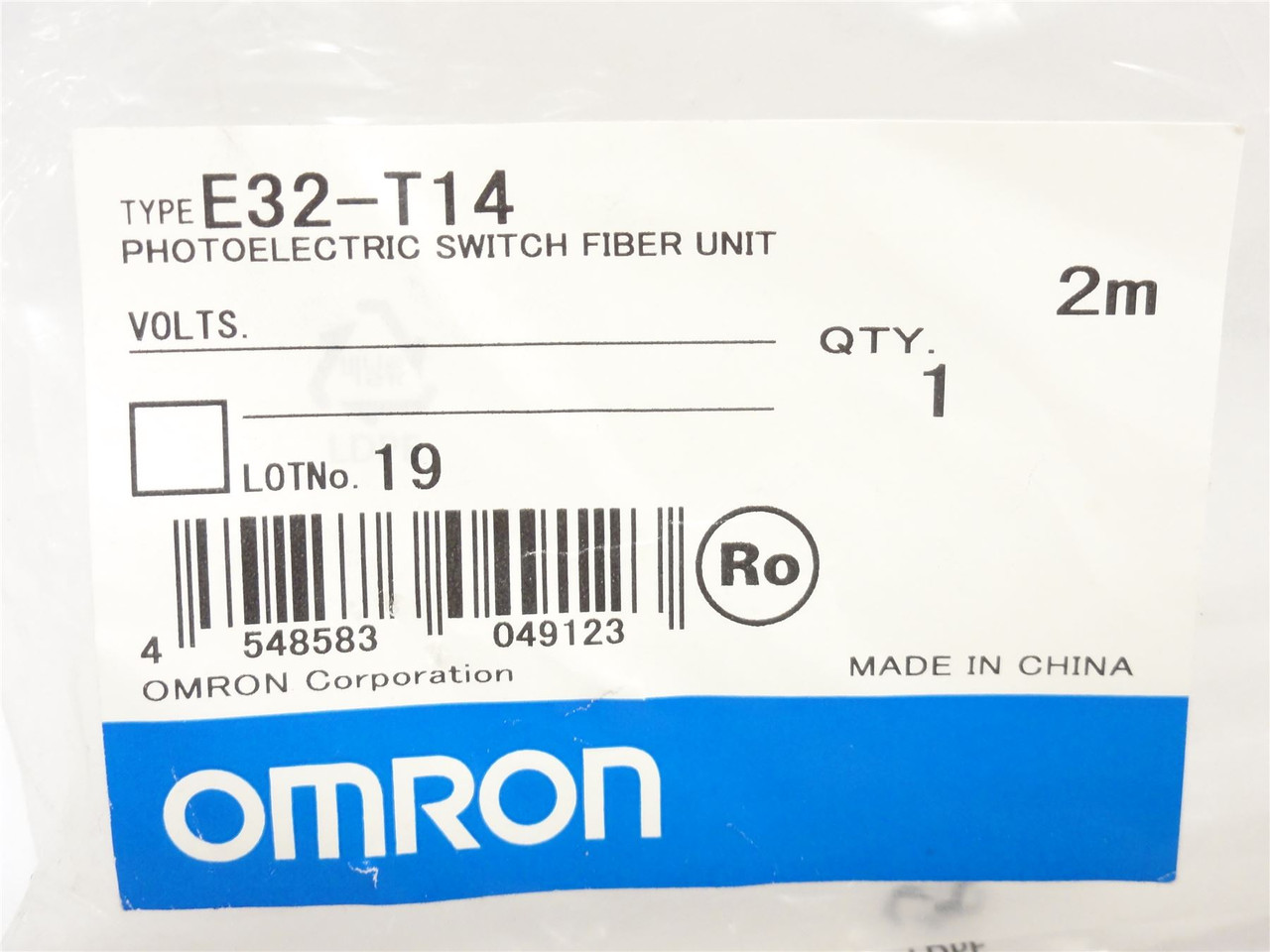 Omron E32-T14; Side Sensing Accessory Cable Through Beam