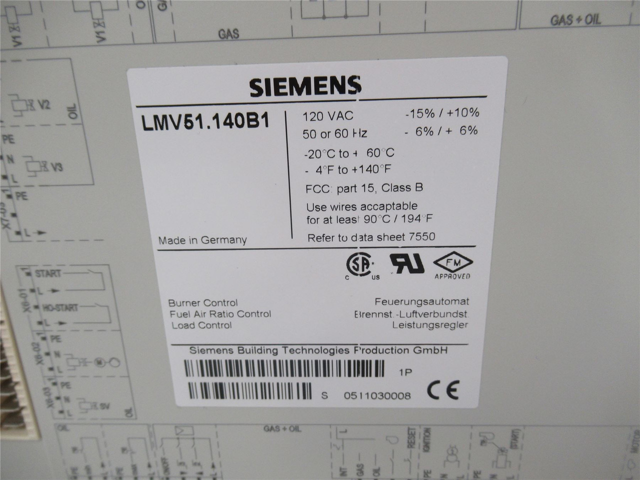 Siemens LMV51.140B1; Burner Mangagement System120VAC