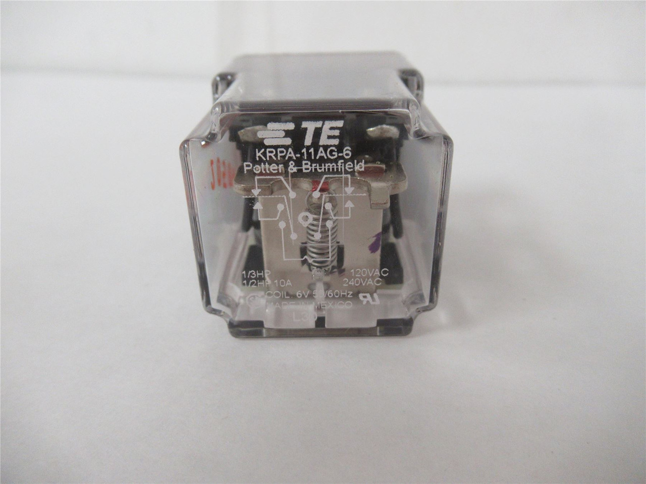 Potter&Brumfield KRPA-11AG-6; RelayDPDT 10A 240VAC Coil: 6VAC