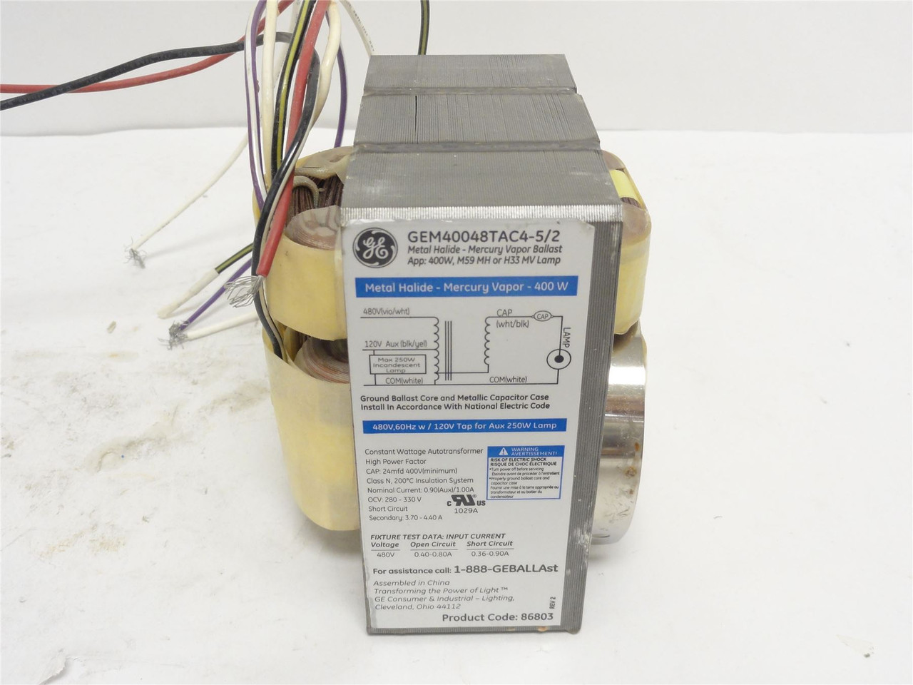 GE GEM40048TAC4-5/2; Metal Halide Ballast Kit 400W; 480VAC