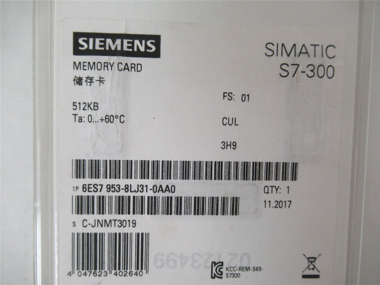 Siemens 6ES795308LJ3100AA0; Memory Card Simatic S7-300
