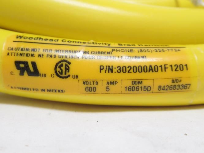 Woodhead 302000A01F1201; Female Straight Connector 12' Long