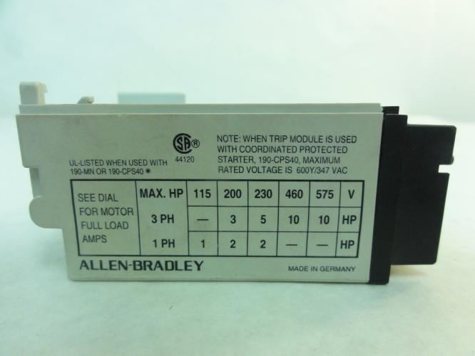 Allen-Bradley 190-P160; Trip Unit; 130-220A; Missing Face Plate