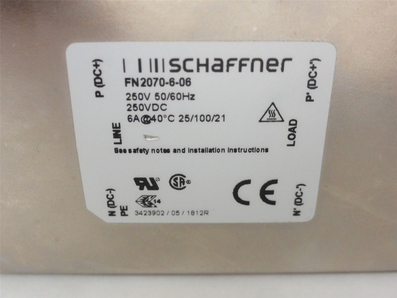 Schaffner FN2070-6-06; AC Filter;1Ph; 250VAC; 6A; EMI
