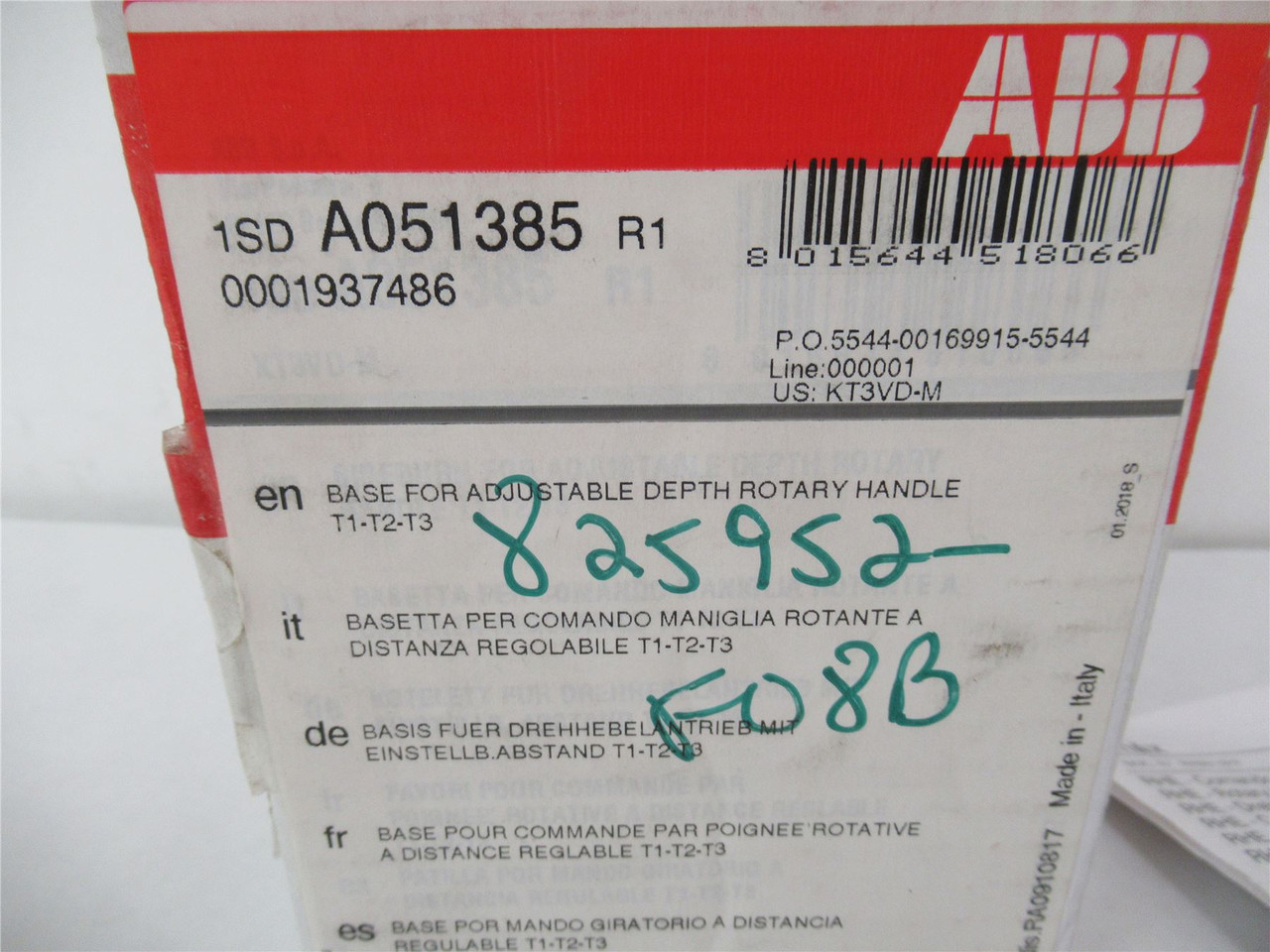 ABB A051385; Base for Adjustable Depth Rotary Handle T1-T2-T3
