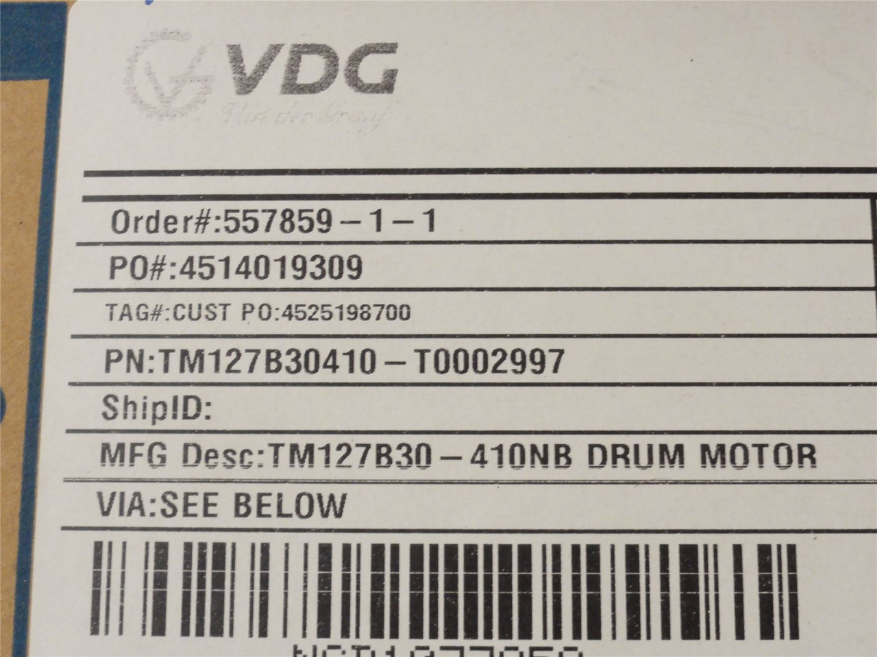 VanderGraaf TM127830410-T0002997; Drum Motor 24-7/8"L 201fpm