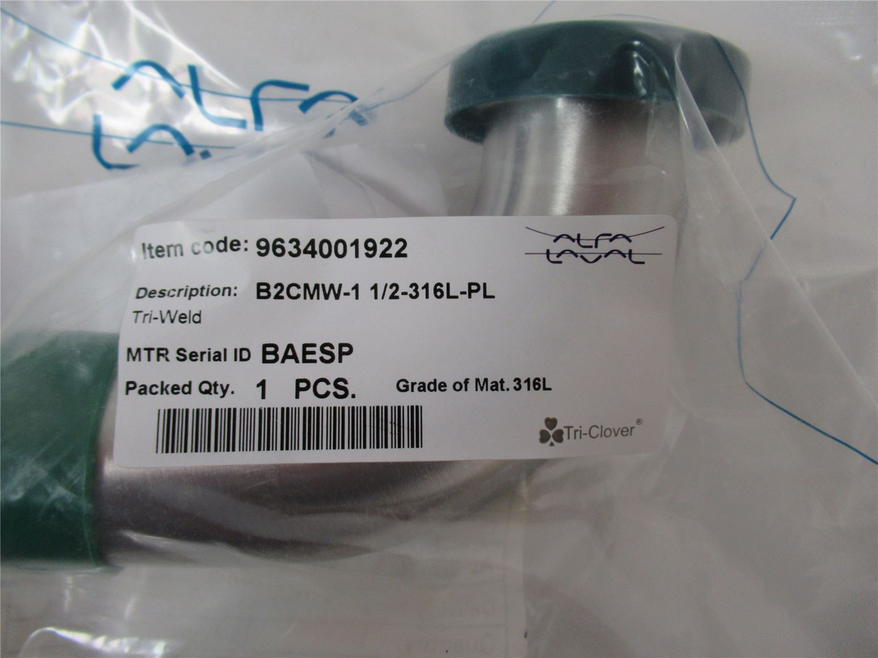 Alfa Laval 9634001922; Elbow 90 Degree 1.5" TriClamp x Weld