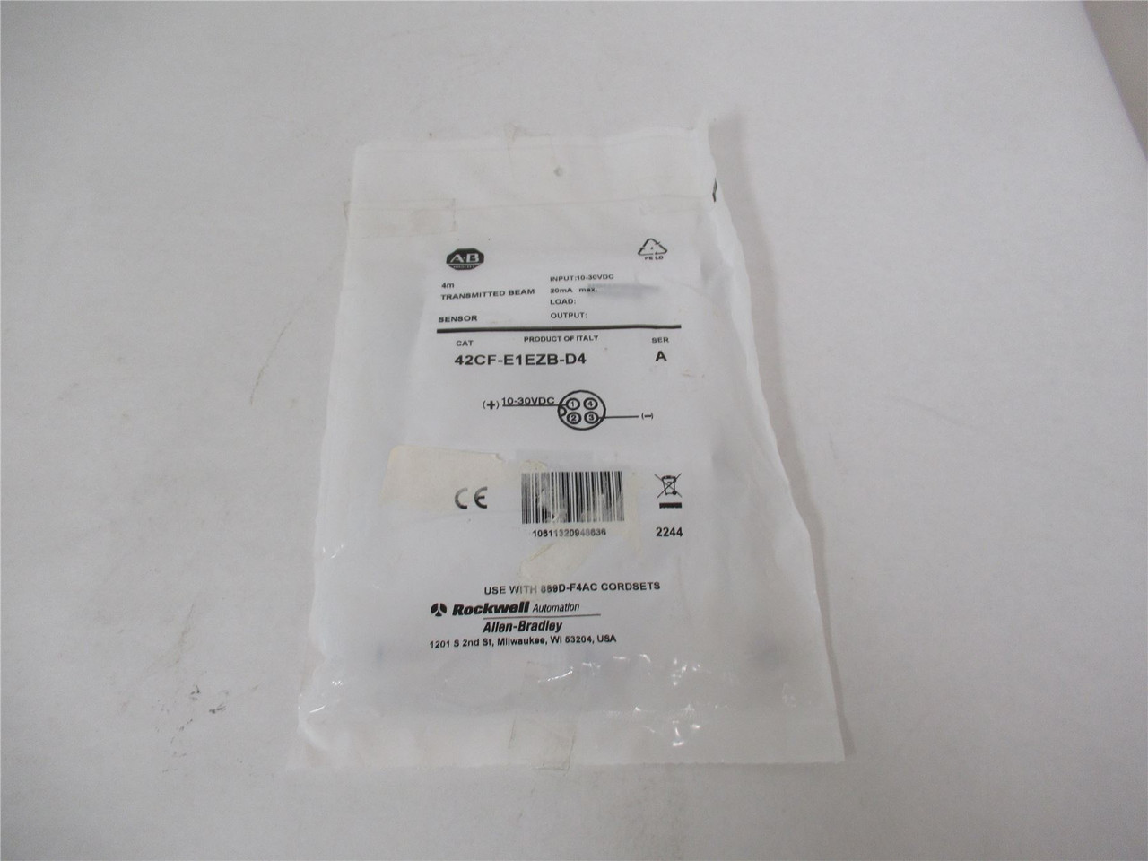 Allen-Bradley 42CF-E1EZB-D4; Sensor 4m Transmit Beam 10-30VDC