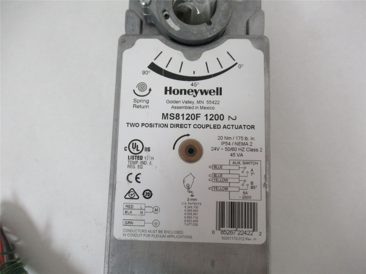 Honeywell MS8120F 1200; Two Position Actuator 24V