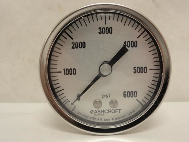 Ashcroft 25 1009SW RWB 6000; Duralife Gauge SS-316; 0-6000Psi