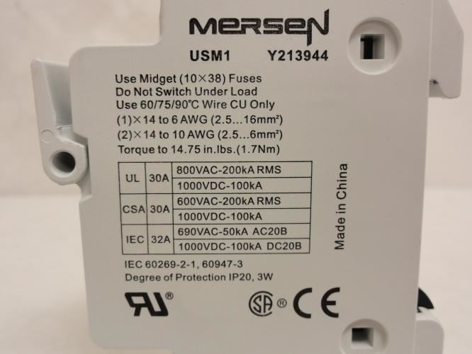 Ferraz USM1; Fuse Holder; 1P; 690VAC; 32A; DIN Rail
