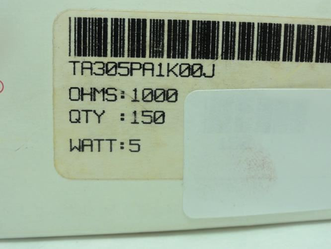 Ohmite TA305PA1K00J; Lot-5 Thick Film Resist; 5w; 1Kohm; 5%