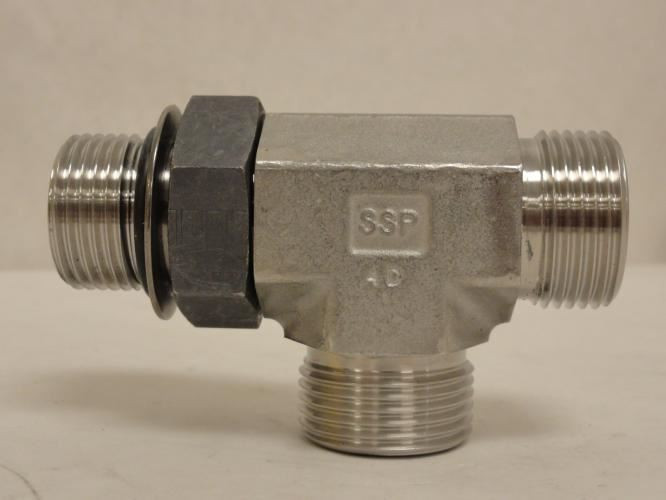 SSP S12GRT; Run Tee SS-316; 3/4 ORFS (x2) x 3/4 BOSS