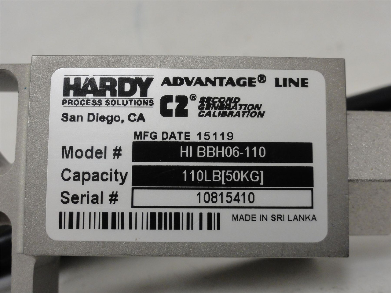 Hardy HI BBH06-110; Load Sensor; 110LB; 10Ft Cable; Type SB6