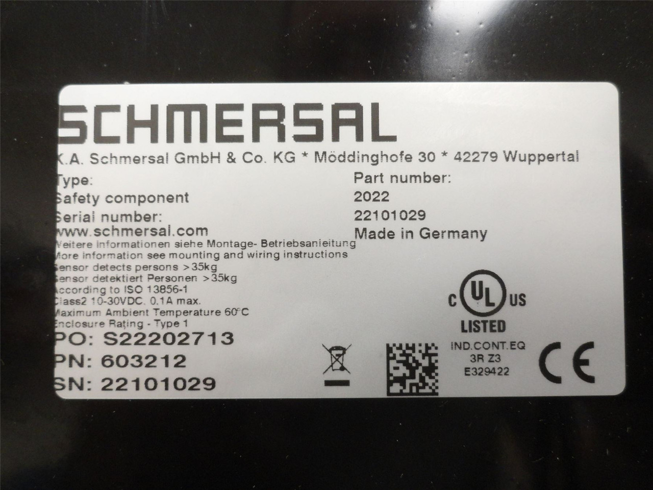 Schmersal SMS5500500; Switch Safety Mat; 27" x 26" PN 603212