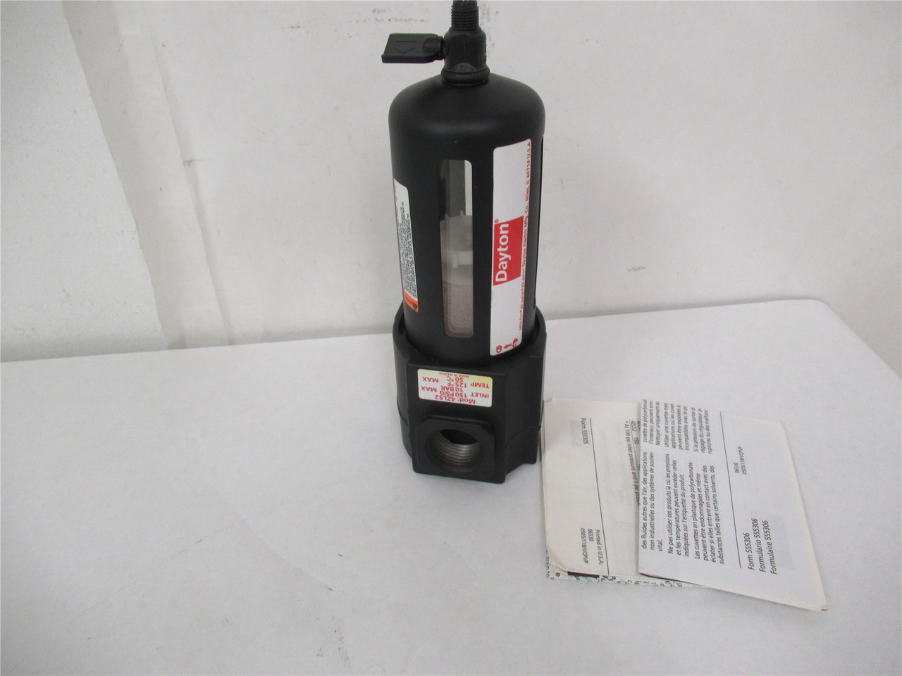 Dayton 4Zl52; Compressed Air Filter 150 psi 3.15" W